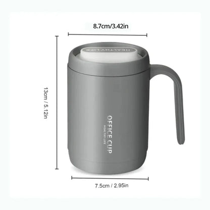 Grey Creative PP Liner Drinking Cup - Portable Large Capacity Covered Coffee/Milk Cup, Perfect Gift for Kitchen and Travel