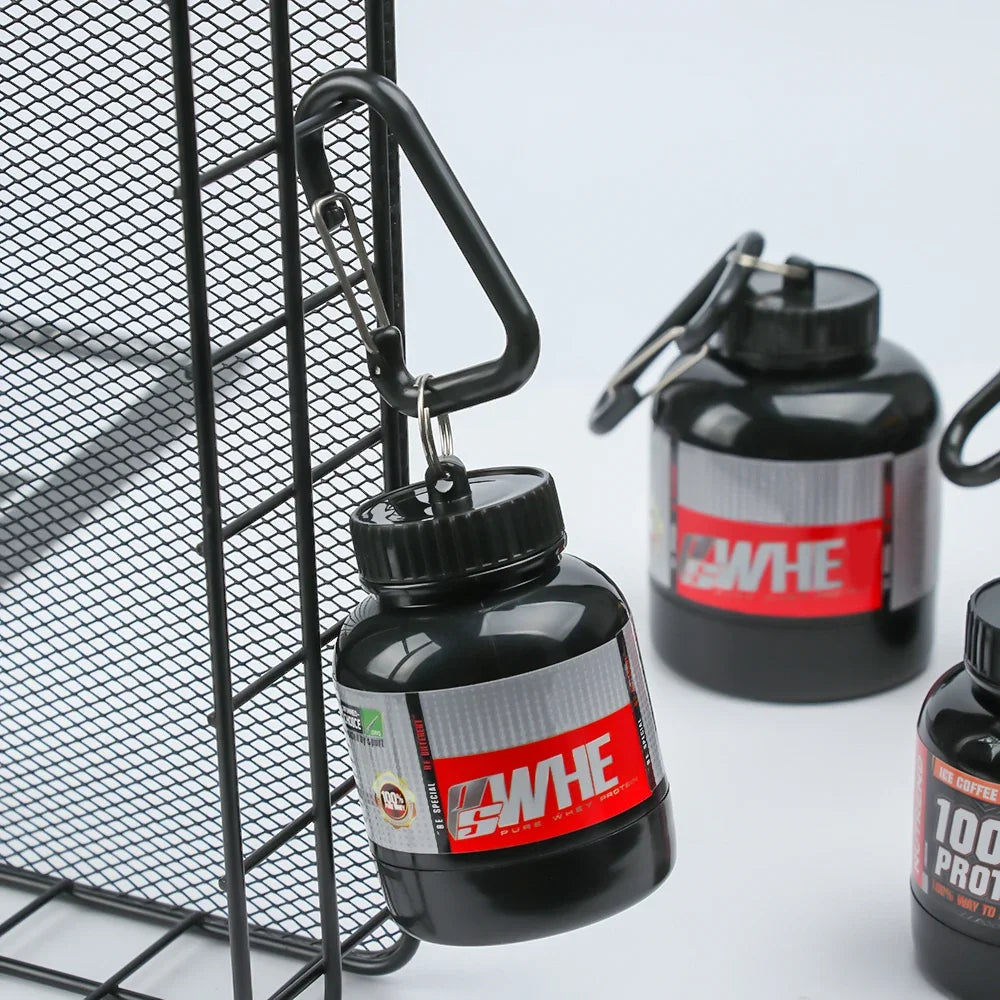Mini Portable Protein Powder Bottles with Keychain – Travel Funnel, Medicine & Sport Storage Cups