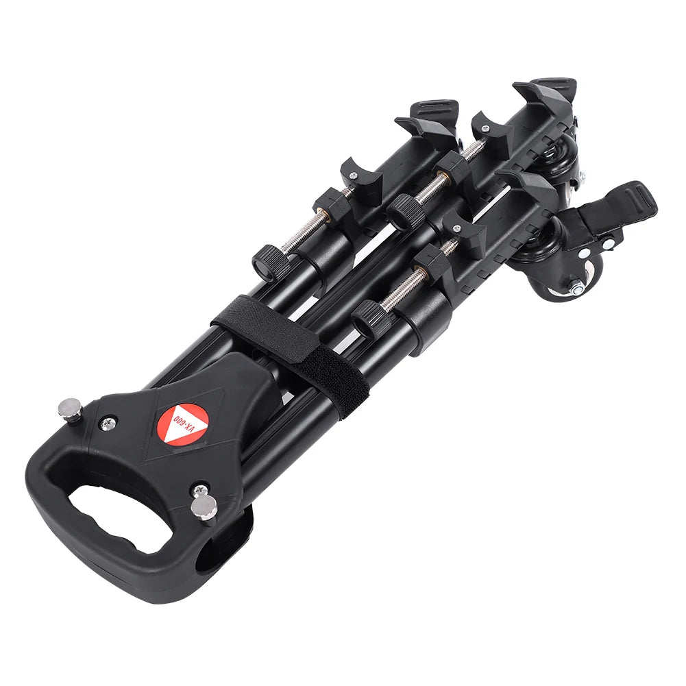VX-600 Foldable Camera Tripod Dolly – 3 Wheels Stand with Pulley Base, Universal Tripod for Easy Camera Movement