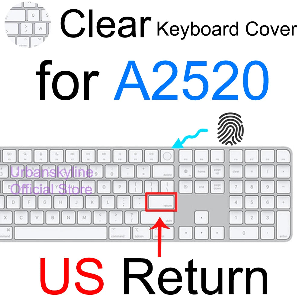 iMac Magic Keyboard Cover - Silicone Protective Skin for Apple A2449, A2450, A2520, A1644, A1843, A1314 & A1243