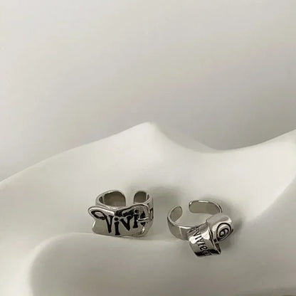 Personalized Girls' Open Ring – Retro Y2K English Letter Jewelry Accessory, 1/2pcs Party Gift