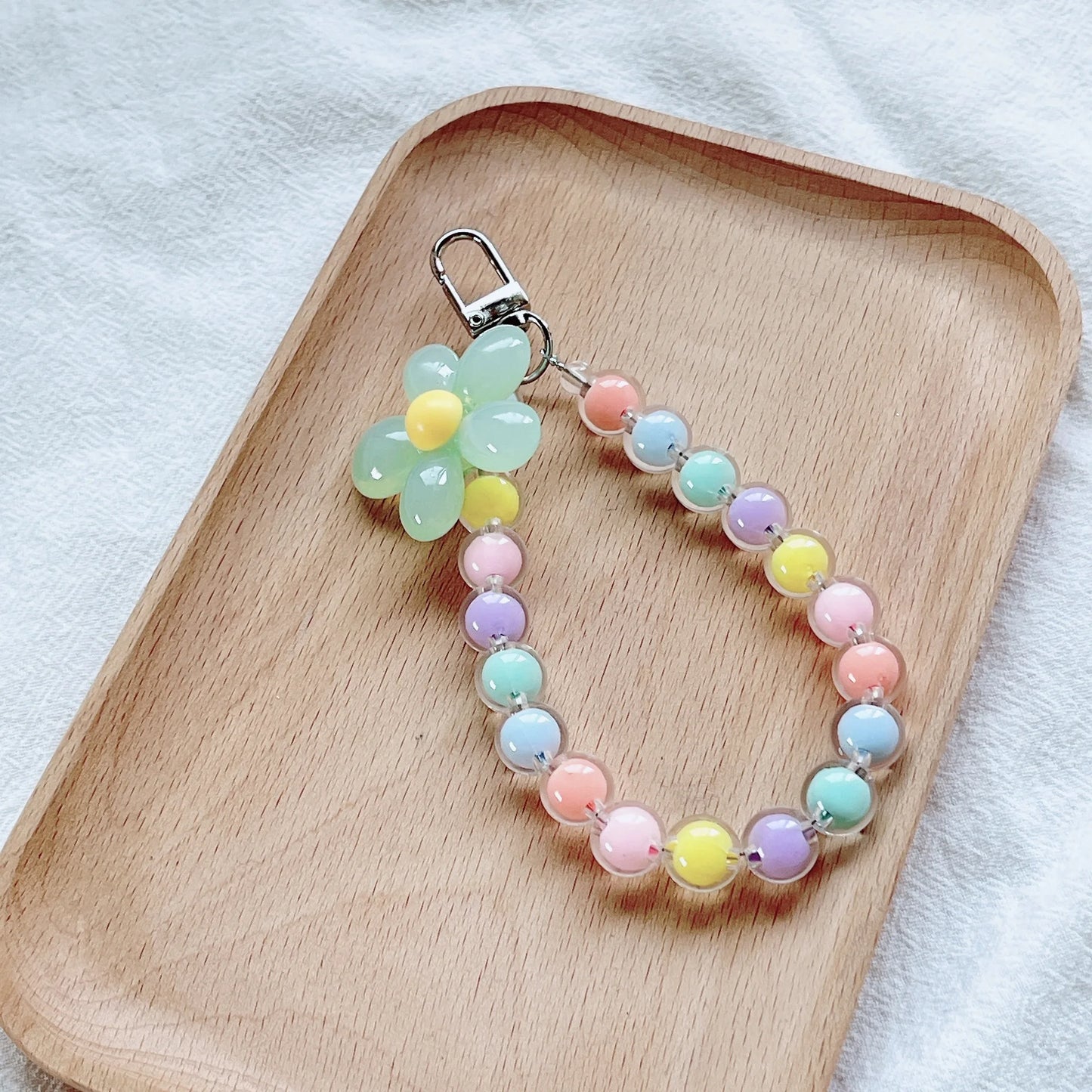 Colorful Macaron Beaded Phone Lanyard Wrist Strap – Anti-Lost Short Handheld Mobile Phone Chain Pendant for Women