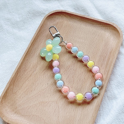 Colorful Macaron Beaded Phone Lanyard Wrist Strap – Anti-Lost Short Handheld Mobile Phone Chain Pendant for Women
