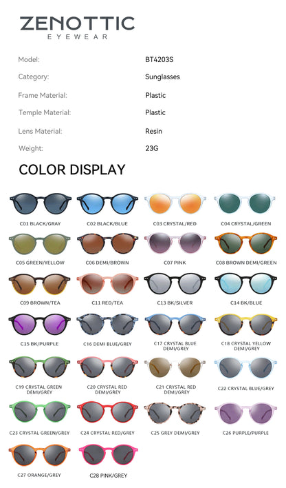 ZENOTTIC Retro Circular Polarized Sunglasses (S Size) – Vintage Small Round UV400 Goggles for Men & Women