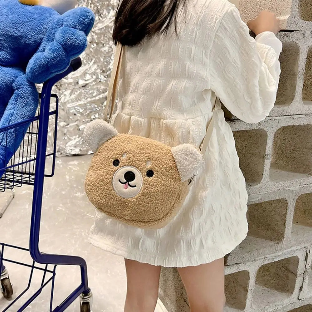 Kawaii Plush Polyester Phone Purse – Women’s Small Crossbody Shoulder Bag for Shopping & Outdoors