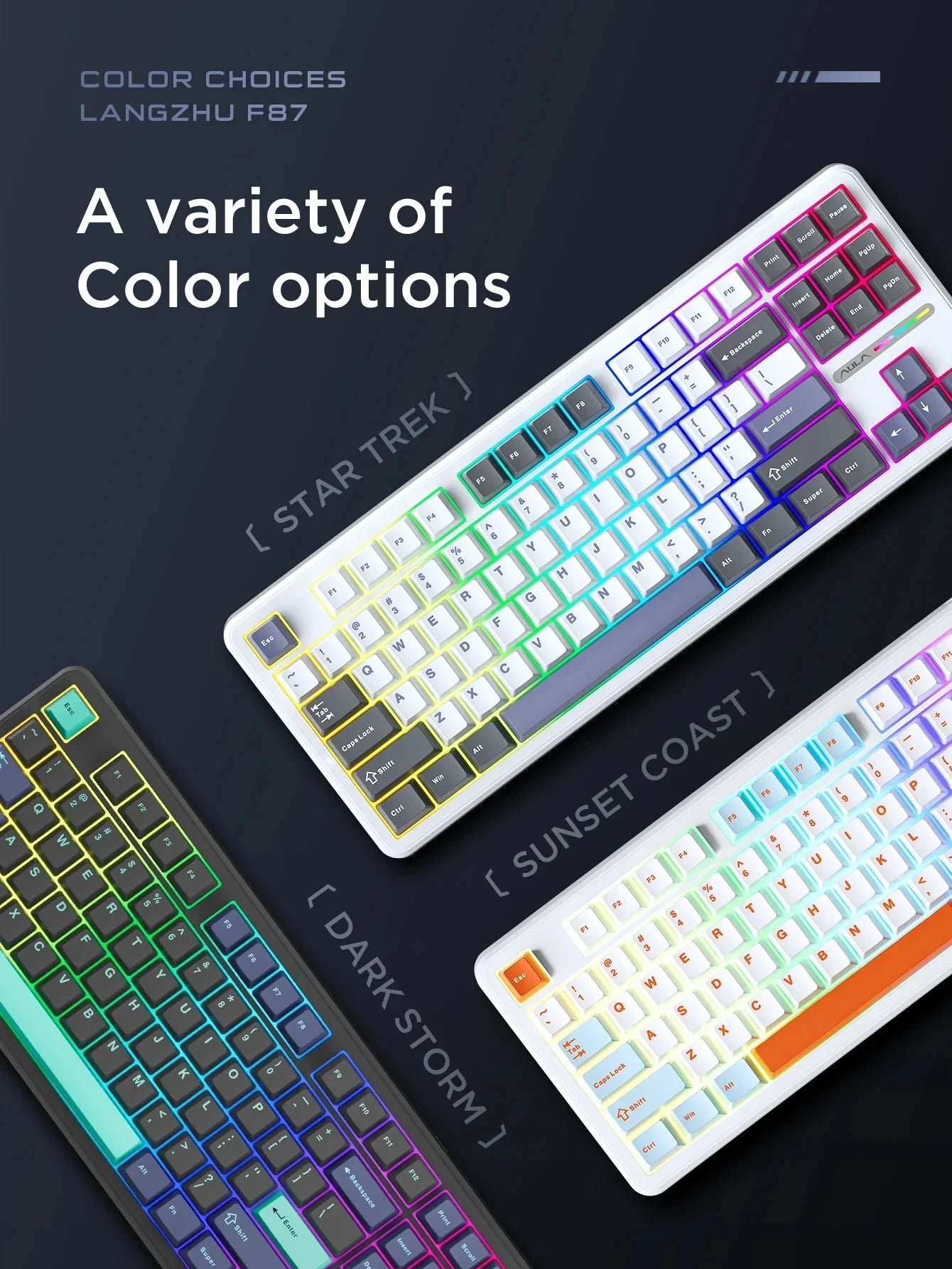 AULA F87 Pro 87-Key Mechanical Keyboard – Tri-Mode 2.4G/USB/Bluetooth, RGB, PBT Keycaps, Gasket Mount, 5-Layer Silencing, Full Key No Impact
