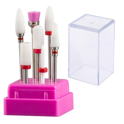 7pcs Nail Art Tungsten Steel Milling Cutter Set - Ceramic Nail Drill Bits for Electric Nail Machine & Pedicure Tool Accessories