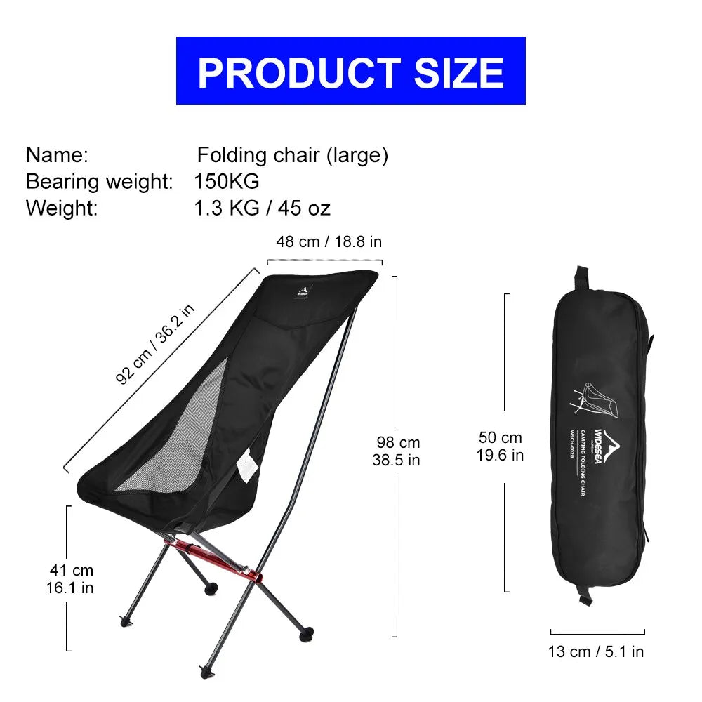 Widesea Folding Camping Fishing Chair – Portable Beach Lounge Chair for Relaxing, Travel, Picnic & Leisure Use