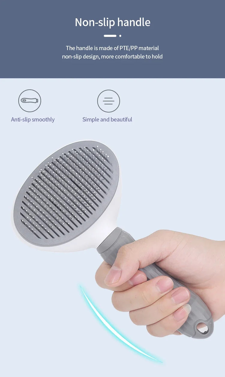 Pet Cat & Dog Hair Brush – Stainless Steel Grooming Comb for Long Hair Pets, Dog Cleaning & Care Accessories