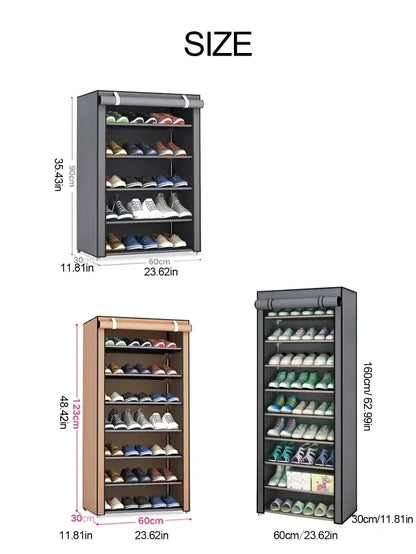 Non-Woven Multi-Layer Shoe Rack – Dormitory Door Cabinet, Space-Saving, Economical, Dustproof Home Storage Box