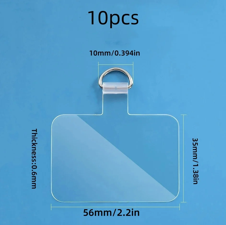 Transparent Phone Anti-Lost Lanyard Card – 1/3/5/10PCS TPU Universal Tether Tab with Loop Hole, Strap Patch & Cord Clip Gasket