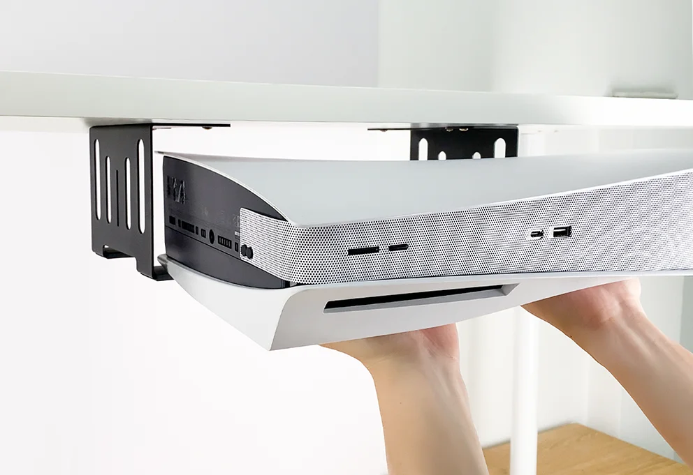 Under Desk Holder Stand for PS5 Console – Stealth Horizontal Mount Bracket for Disc & Digital Versions, Fast Delivery