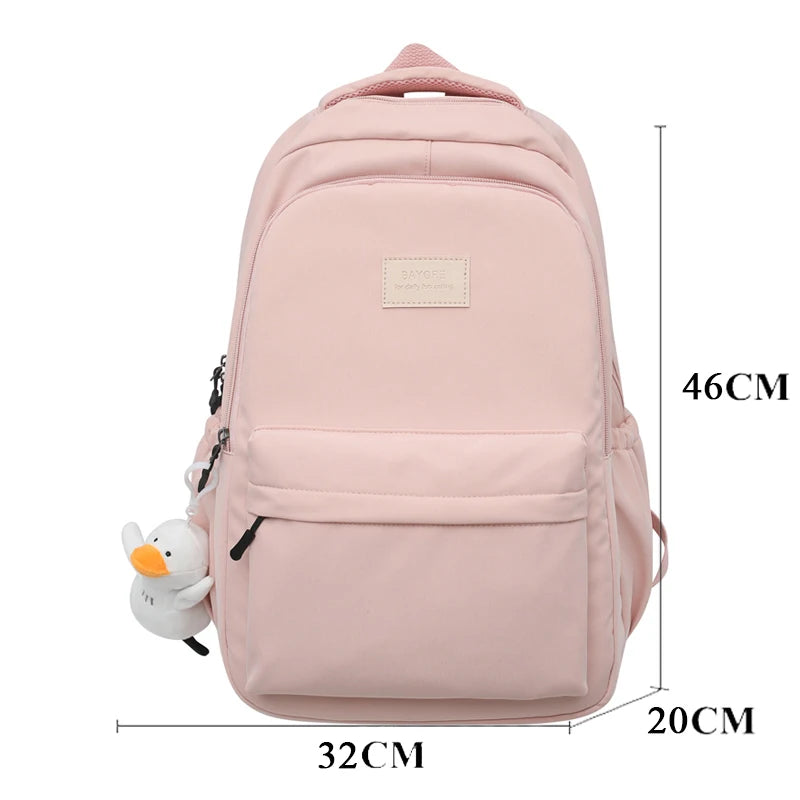 JOYPESSIE Waterproof Teenage Bookbag - Fashionable Nylon Rucksack for Girls, Women's Shoulder Bag, Ideal for High School, Black Mochila