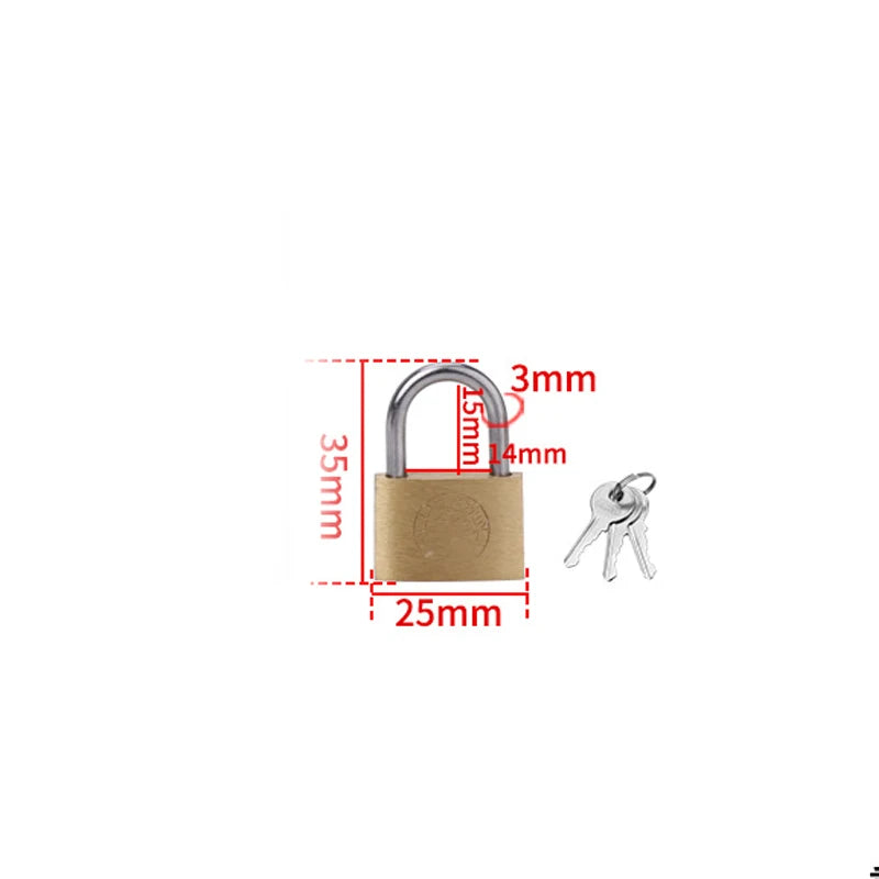 Copper Padlock Small Locks – Luggage, Case, and Locker Security with 3 Keys (20mm-50mm) for Home Improvement Hardware