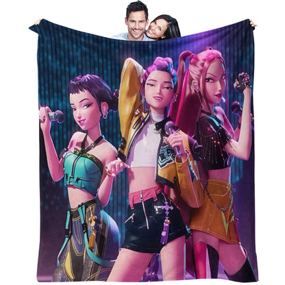 K-Pop Demon Hunters Flannel Blanket – 31 Styles Anime Throw for Home, Travel & Camping Fan Gift