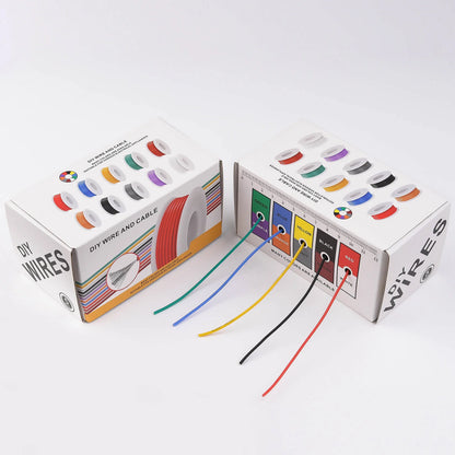 22AWG Flexible Silicone Electric Wire – 22 Gauge Stranded Tinned Copper, 5 Colors, 16.4ft/5m or 32.8ft/10m