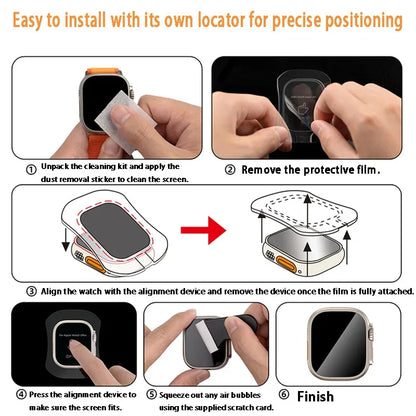 Privacy Tempered Glass Screen Protector for Apple Watch Ultra & Ultra 2 49mm – Includes Alignment Film Tool, Apple Watch Accessories
