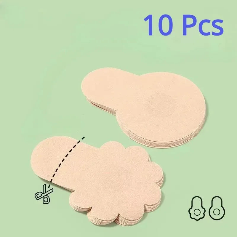 10-Piece Invisible Breast Lift Tape - Adhesive Nipple Covers and Bra-Free Breast Support Stickers