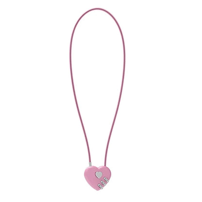 Love-Shaped Heart Code Padlock – Wedding Gift with Password Lock, Long Wire Rope for Trolley Case & Security