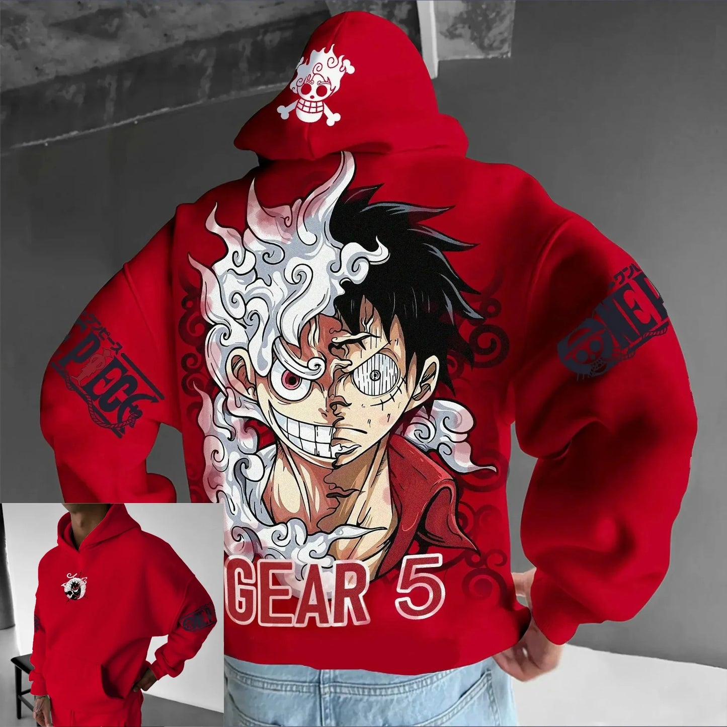 One Piece Luffy Gear 5 Anime Hoodie – Unisex Streetwear Pullover Sweatshirt