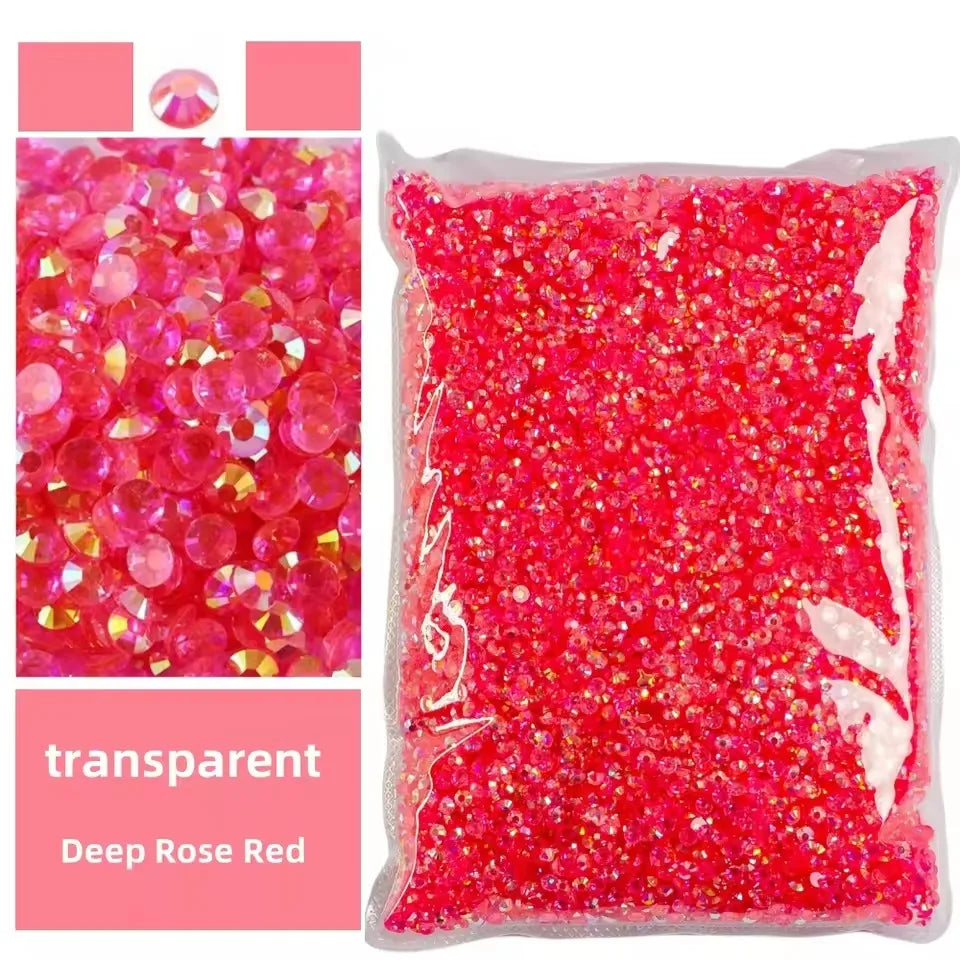 Jelly AB Resin Rhinestones 2-6mm — Non-Hotfix Flat Back Plastic Crystals & Strass Glitters, Large Pack