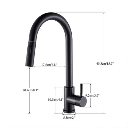 Black Kitchen Faucet - Two-Function Single Handle Pull-Out Mixer Tap with Hot & Cold Water, Deck Mounted
