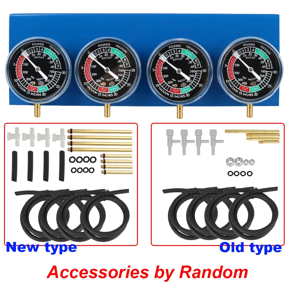 2/4 Cylinder Motorcycle Carburetor Synchronizer Kit — Ignition Tester & Balancer Gauge Set for Motorbike Diagnostics