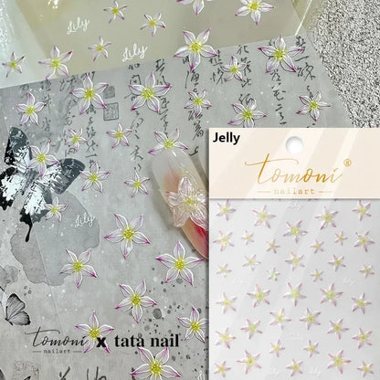 Floral Nail Art Stickers - White Rose Lily Daisy Peony Cherry Blossom & Magnolia Manicure Decals for DIY Nails