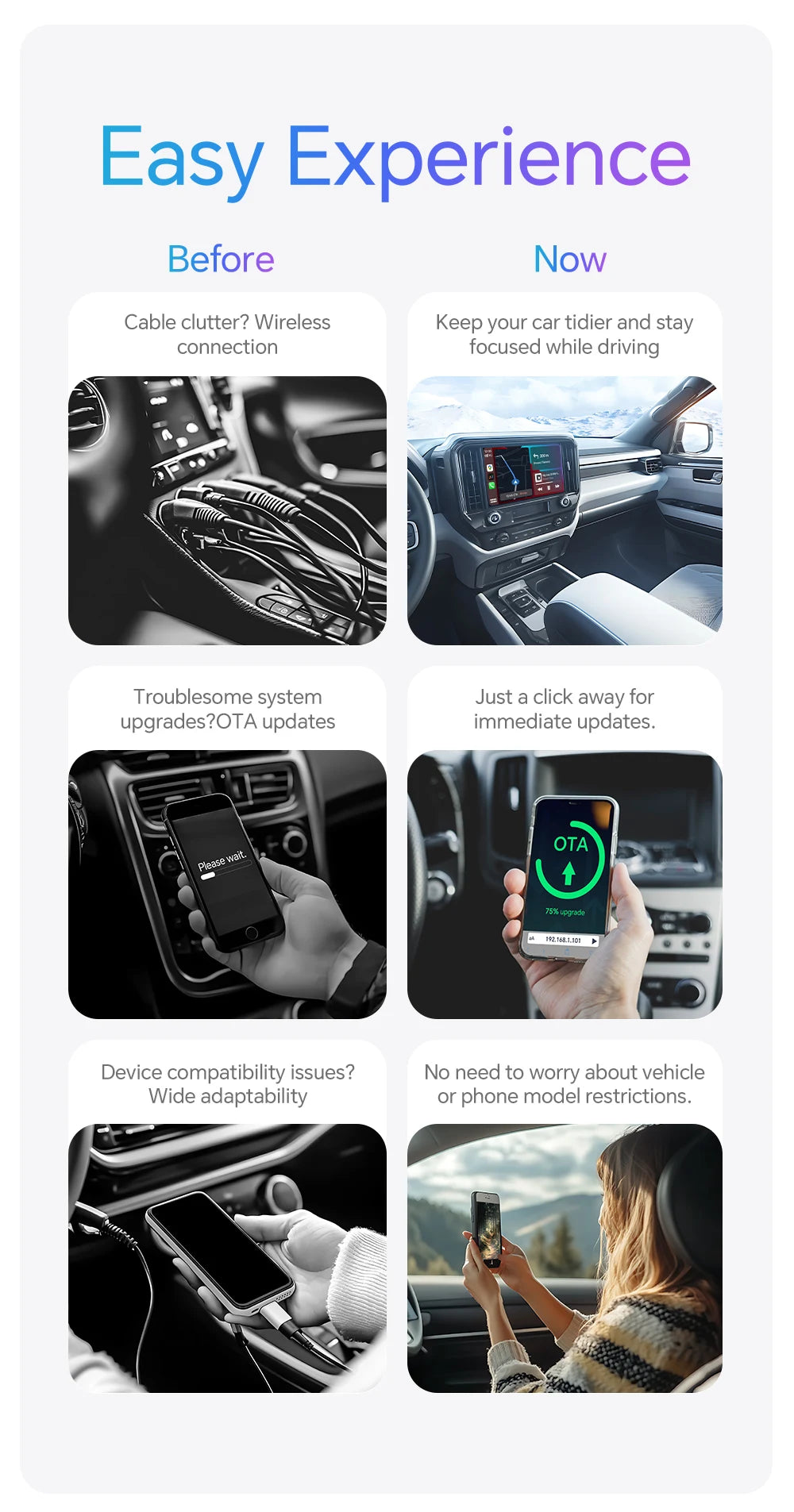 Mini U3 Smart Box for Mazda – Wireless CarPlay & Android Auto, Plug & Play with OTA Upgrade