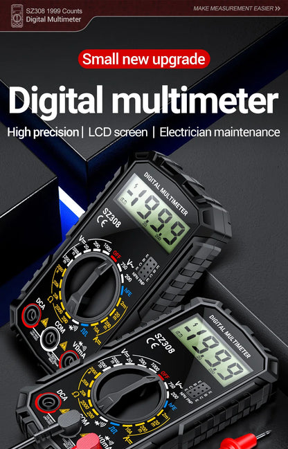 ANENG SZ308 Digital Multimeter – 1999 Count, High-Precision AC/DC Voltage, Current & Resistance Test Tool