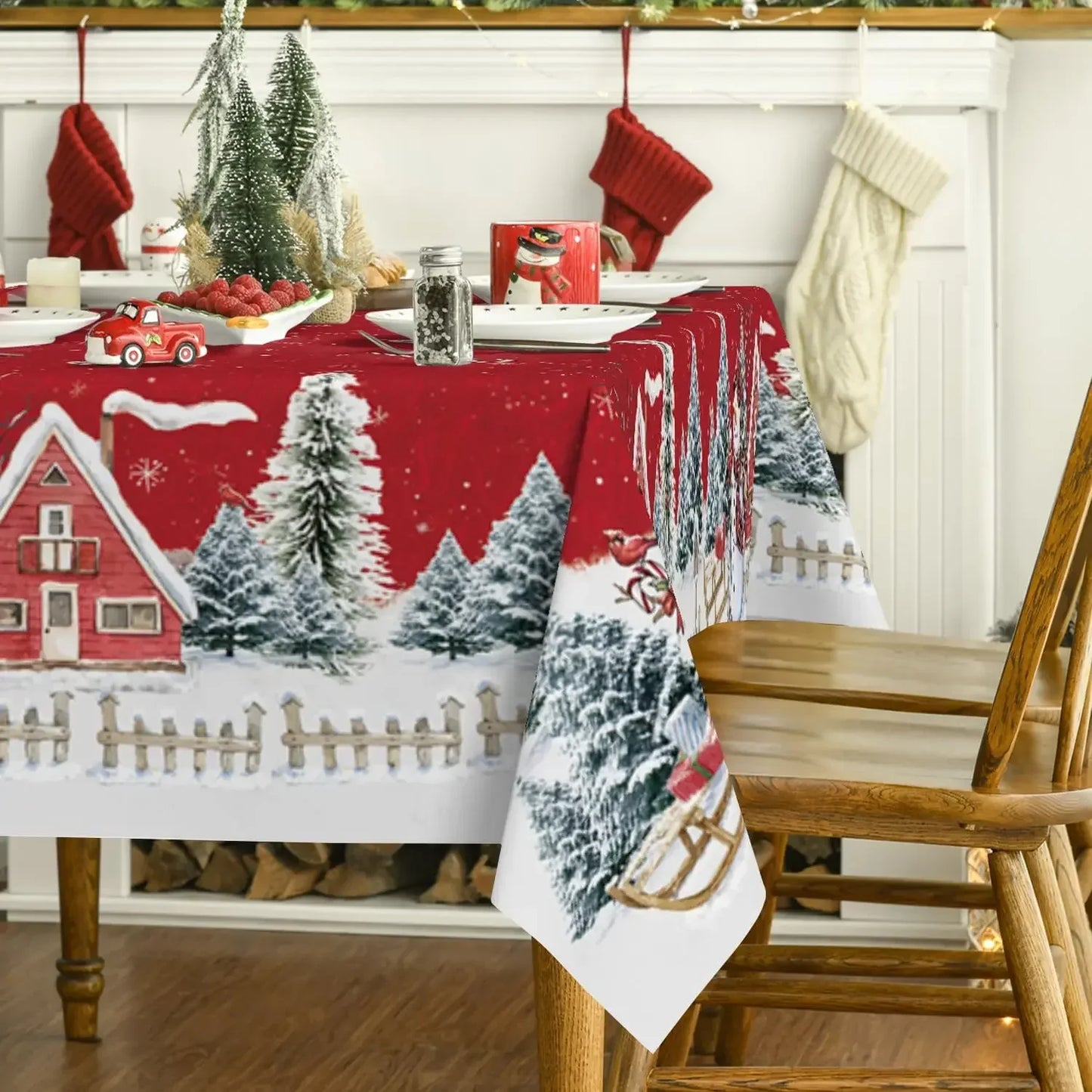2025 Christmas Snowman & Xmas Tree Tablecloth – Reusable Waterproof Winter Party Table Decor