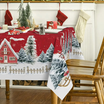 2025 Christmas Snowman & Xmas Tree Tablecloth – Reusable Waterproof Winter Party Table Decor
