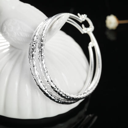 Charms 925 Sterling Silver 5CM Circle Hoop Earrings for Women - Fashionable Wedding Party Jewelry, Holiday Gifts