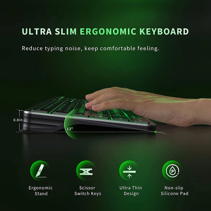 Multi-Device Rechargeable Bluetooth Backlit Wireless Keyboard for Laptop, Tablet & iPad