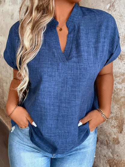 Women’s V-Neck Batwing Sleeve Top - Stylish Spring & Summer Elegant Casual Blouse