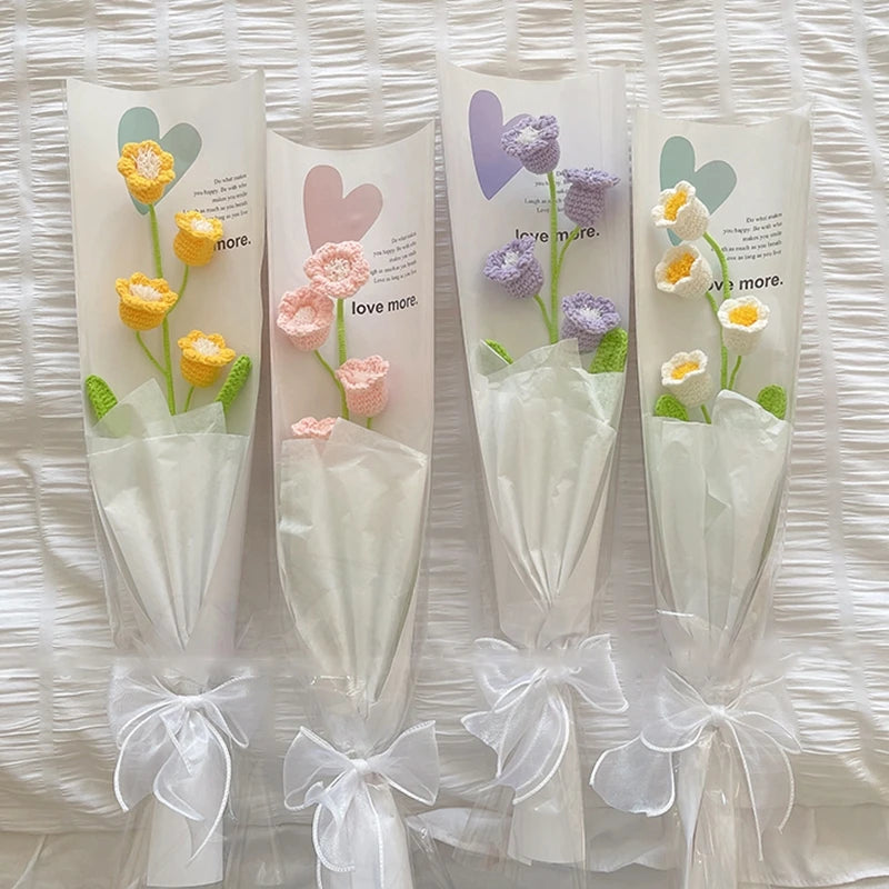 5/10PCS Transparent Flower Wrapping Bags – Gift Packaging with Handle for Weddings, Birthdays, Candy & Flower Box Decor