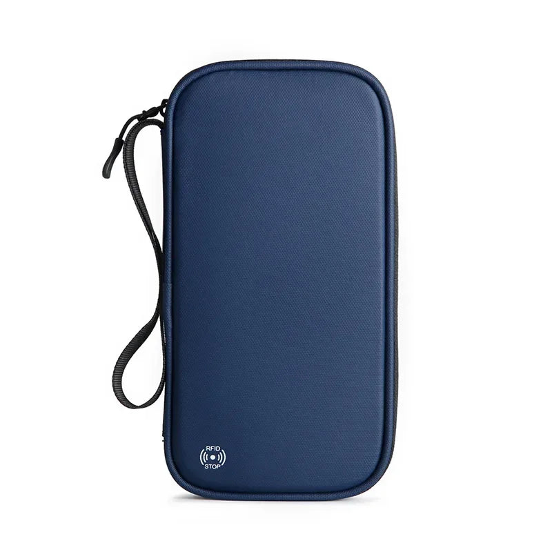 Family Travel Passport Cover Wallet – Lightweight Oxford Document Organizer with Zipped Closure & Detachable Wrist Strap for Men & Women