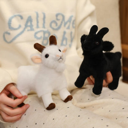 30/40cm Ranch Animal Plush Toy — Soft Lifelike Black & White Goat Simulation Doll, Cute Mountain Animal for Kids, Halloween Gift