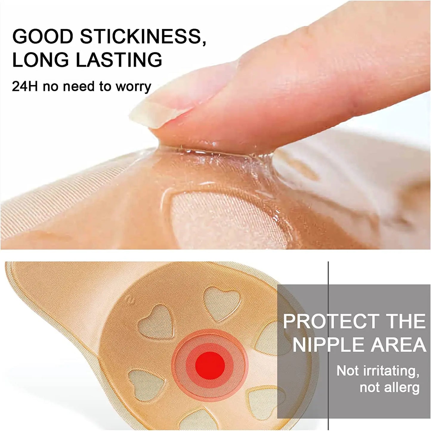 Women’s Push-Up Adhesive Bra – Strapless Silicone Bra, Reusable Breast Lift Tape & Nipple Covers