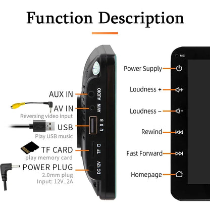 Hippcron 7-Inch Portable Car Radio Multimedia Player – Wireless CarPlay & Android Auto Universal Touchscreen