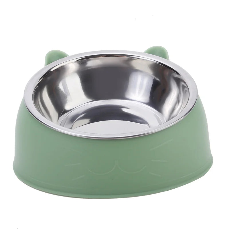 Inclined Cat & Dog Feeding Bowl – Stainless Steel Pet Food and Water Feeder