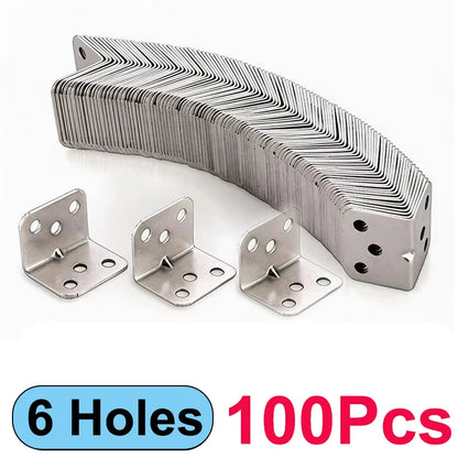 # 90 Degree Stainless Steel Corner Brackets - L-Shaped Braces for Wood Cabinets, Furniture & Shelves