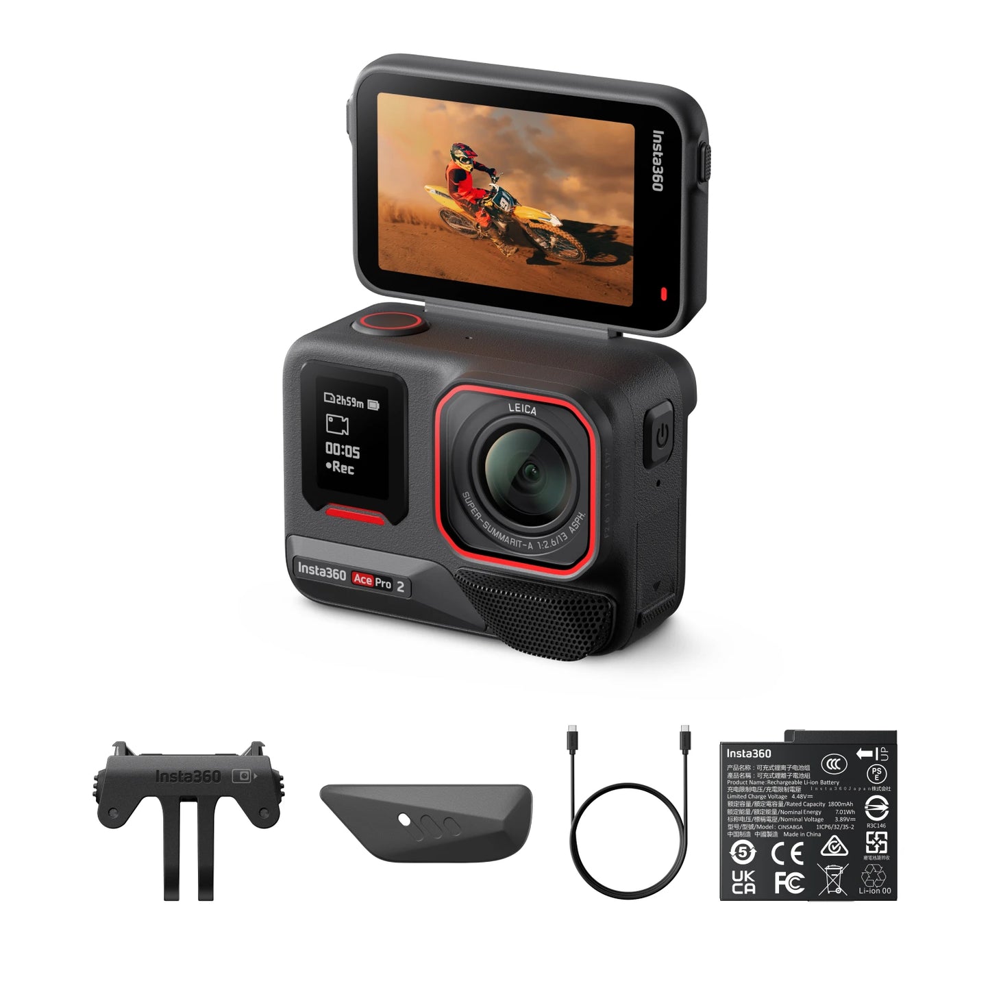 Insta360 Ace Pro 2 – 8K Waterproof Action Camera Co-Engineered with Leica, 1/1.3" Sensor, Dual AI Chip, Superior Low Light Performance