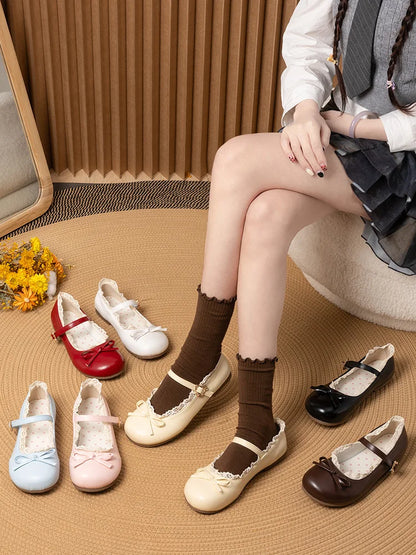 Women’s Mary Janes Flats – Pink & White Round Toe Lolita Ballet Shoes with Buckle Strap, Spring Autumn Plus Size