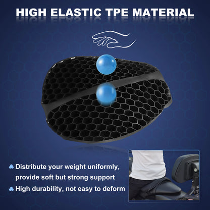 3D Honeycomb Gel Motorcycle Seat Cushion — Anti-Slip, Pressure Relief Ride Pad, Universal Moto Accessory
