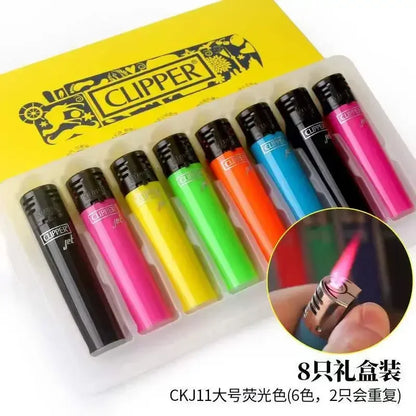Clipper Dual Color Gradient Windproof Lighter – Open Flame Gear Cigarette Lighter with Metal Grinding Wheel