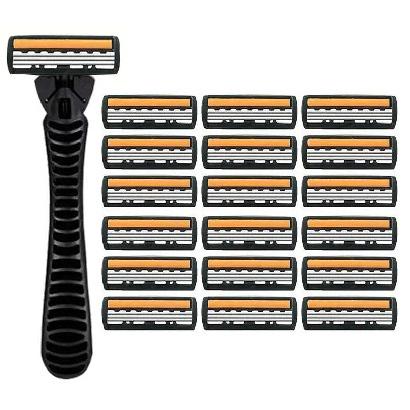 3-Layer Stainless Steel Manual Razor for Men – Washable Travel & Home Shaver for Daily Face Care