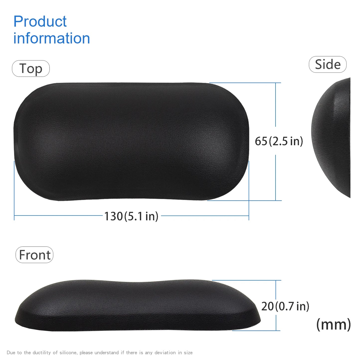 EXCO Ergonomic Silicone Mouse Wrist Rest – Leather Surface Cushion for Computer, Laptop, Office & Gaming Pain Relief