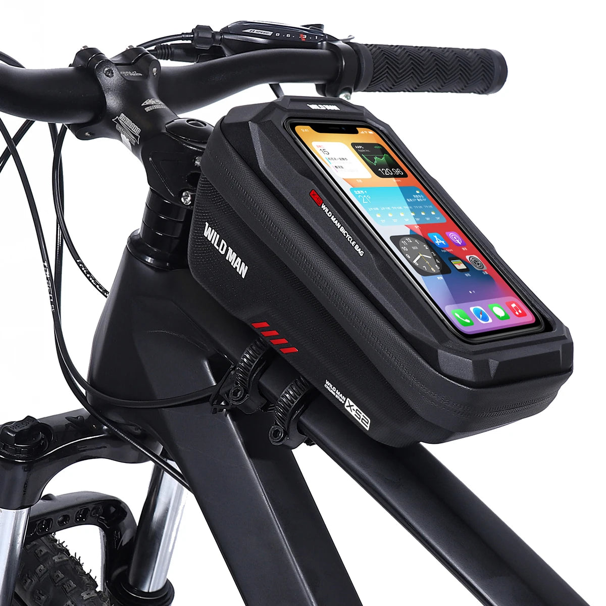 WILD MAN EVA Bicycle Front Beam Bag - Rainproof Touch Screen Phone Holder for Mountain Bike Riding