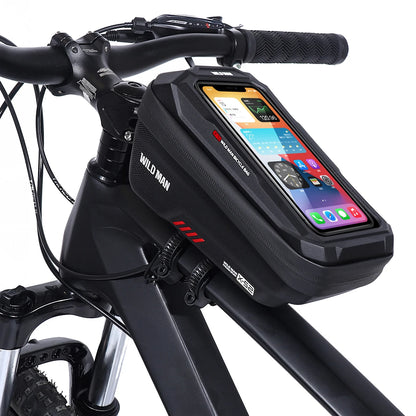 WILD MAN EVA Bicycle Front Beam Bag - Rainproof Touch Screen Phone Holder for Mountain Bike Riding